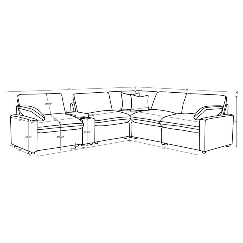 Collins 6-piece Modular Power Reclining Sectional Grey-zoom-