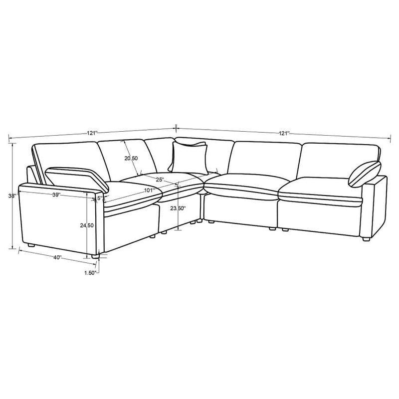 Collins 5-piece Modular Power Reclining Sectional Grey-zoom-