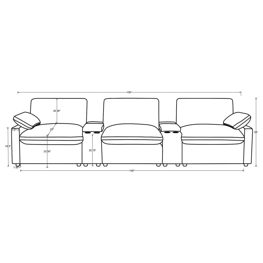 Collins 5-Piece Power Reclining Home Theater Seating Grey-13