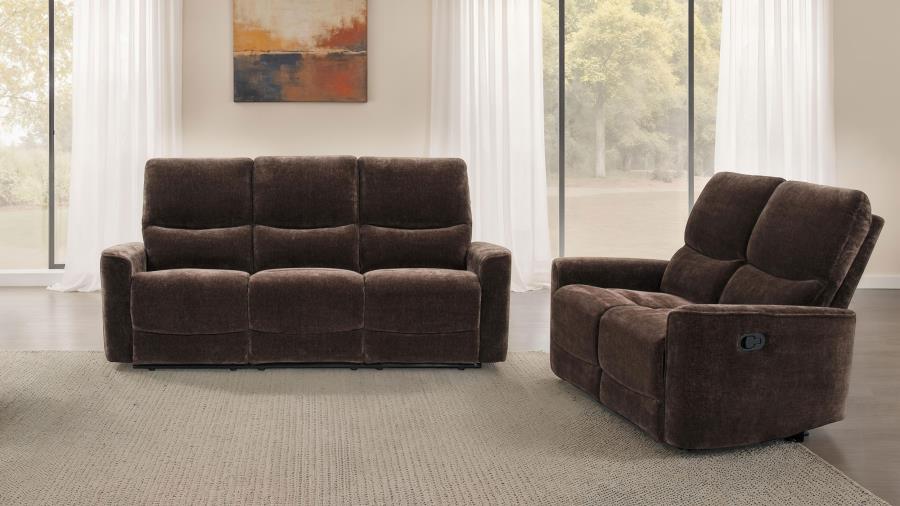 Navarro 2-piece Upholstered Reclining Sofa Set Dark Brown-2