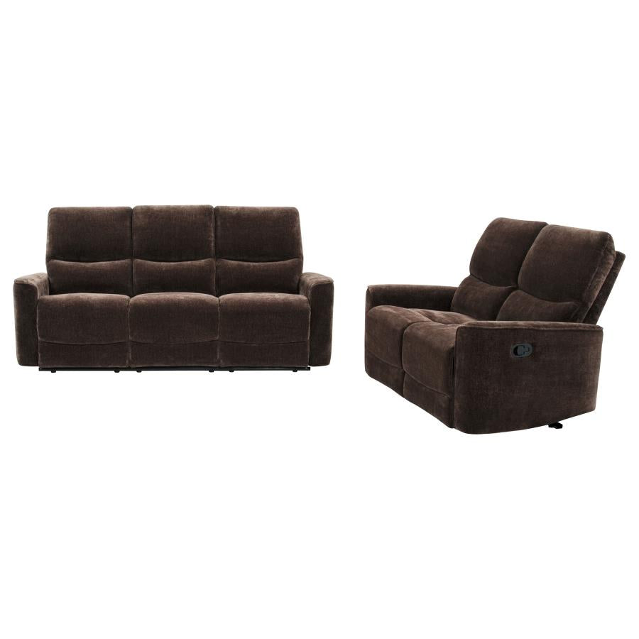 Navarro 2-piece Upholstered Reclining Sofa Set Dark Brown-zoom-3