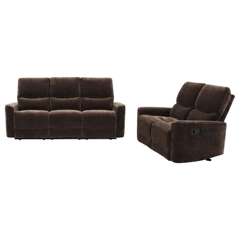Navarro 2-piece Upholstered Reclining Sofa Set Dark Brown-zoom-