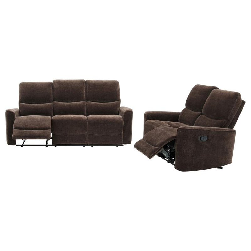 Navarro 2-piece Upholstered Reclining Sofa Set Dark Brown-zoom-