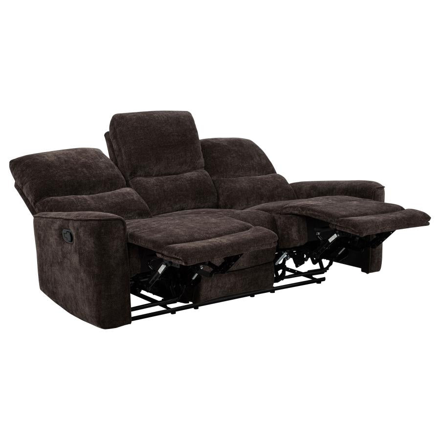 Navarro 2-piece Upholstered Reclining Sofa Set Dark Brown-6