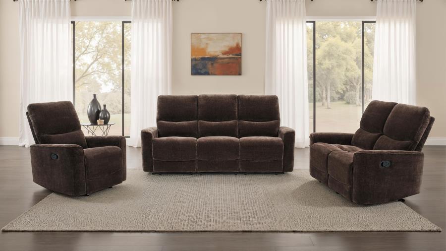 Navarro 3-piece Upholstered Reclining Sofa Set Dark Brown-zoom-2