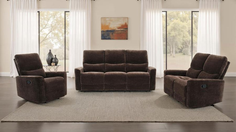 Navarro 3-piece Upholstered Reclining Sofa Set Dark Brown-zoom-