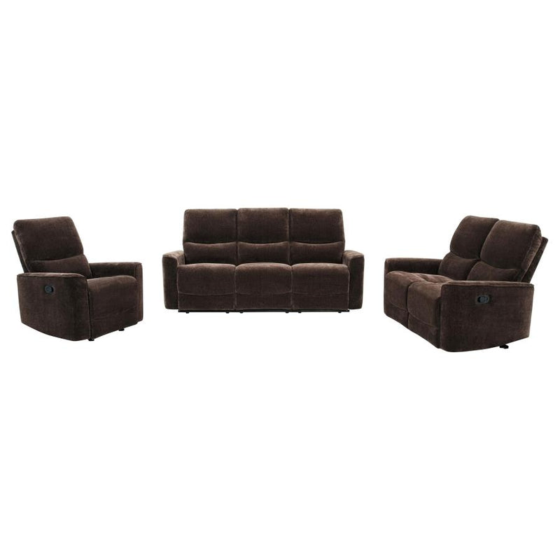 Navarro 3-piece Upholstered Reclining Sofa Set Dark Brown-zoom-