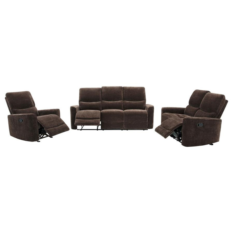 Navarro 3-piece Upholstered Reclining Sofa Set Dark Brown-zoom-