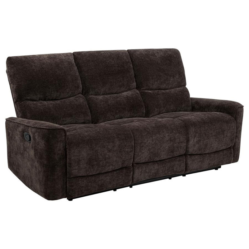 Navarro Chenille Upholstered Reclining Sofa Dark Brown-zoom-