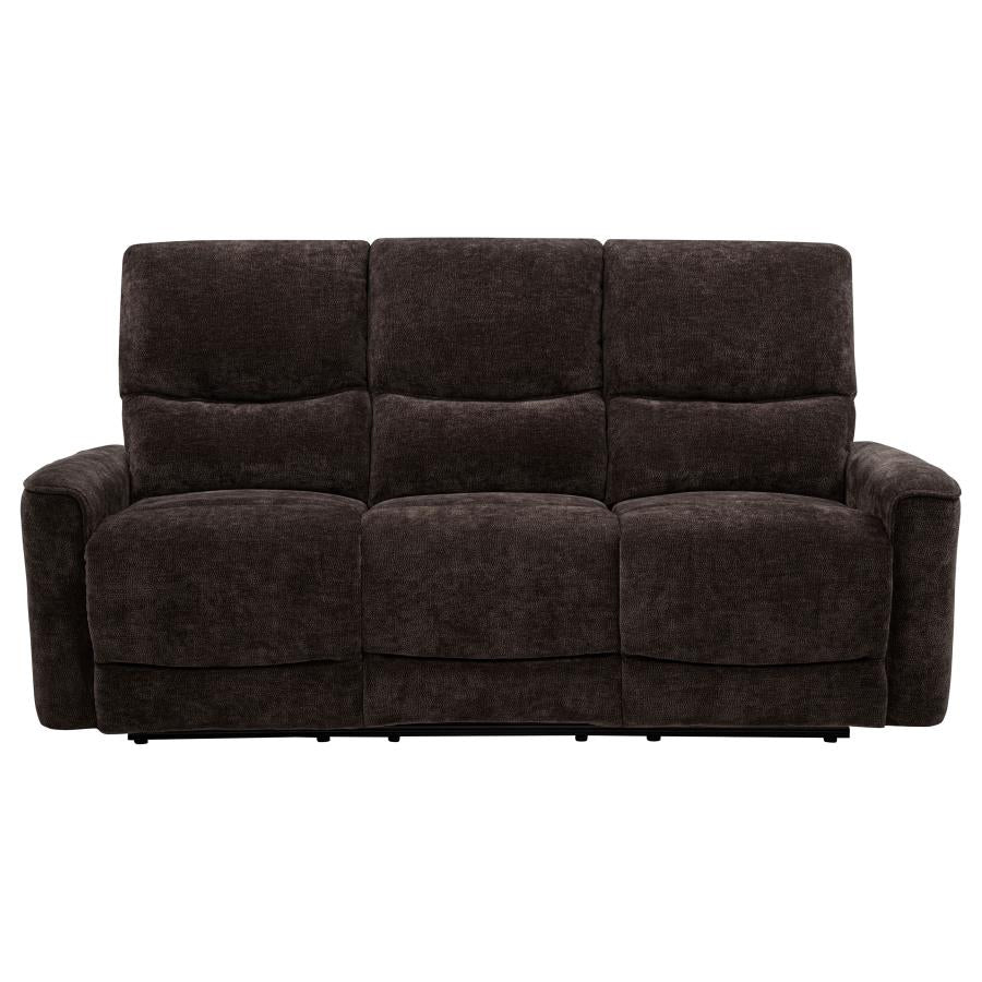 Navarro Chenille Upholstered Reclining Sofa Dark Brown-zoom-6