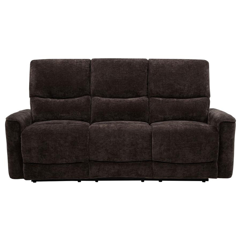 Navarro Chenille Upholstered Reclining Sofa Dark Brown-zoom-