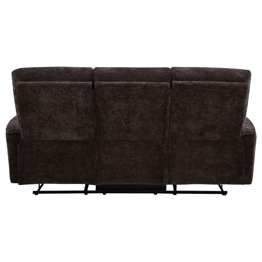 Navarro Chenille Upholstered Reclining Sofa Dark Brown-8