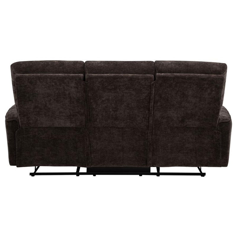 Navarro Chenille Upholstered Reclining Sofa Dark Brown-zoom-
