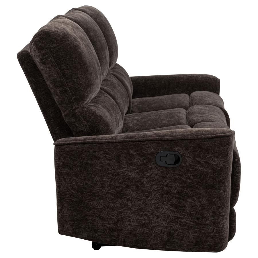 Navarro Chenille Upholstered Reclining Sofa Dark Brown-9