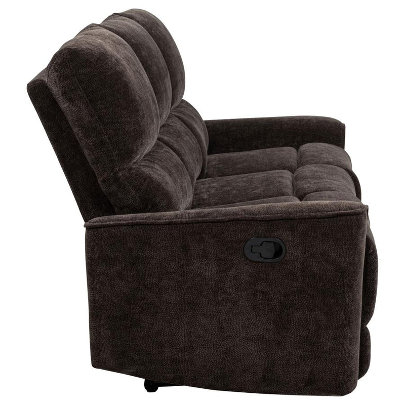Navarro Chenille Upholstered Reclining Sofa Dark Brown-zoom-