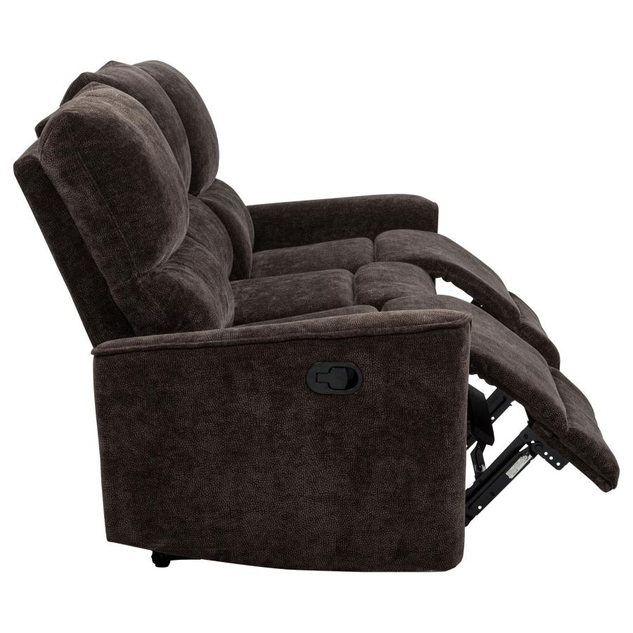Navarro Chenille Upholstered Reclining Sofa Dark Brown-zoom-10