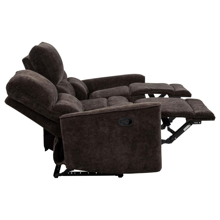 Navarro Chenille Upholstered Reclining Sofa Dark Brown-zoom-11