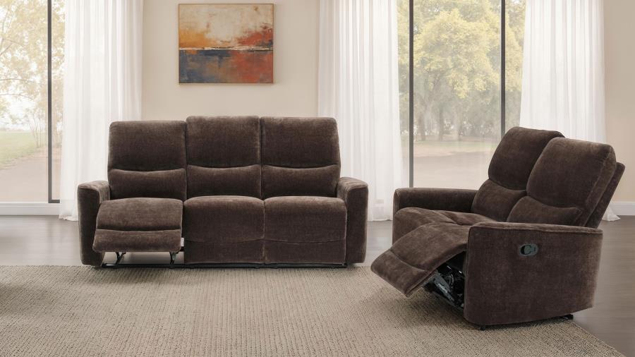 Navarro Chenille Upholstered Reclining Sofa Dark Brown-zoom-15