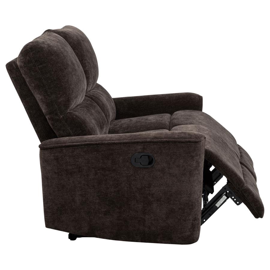 Navarro Chenille Upholstered Reclining Loveseat Dark Brown-10