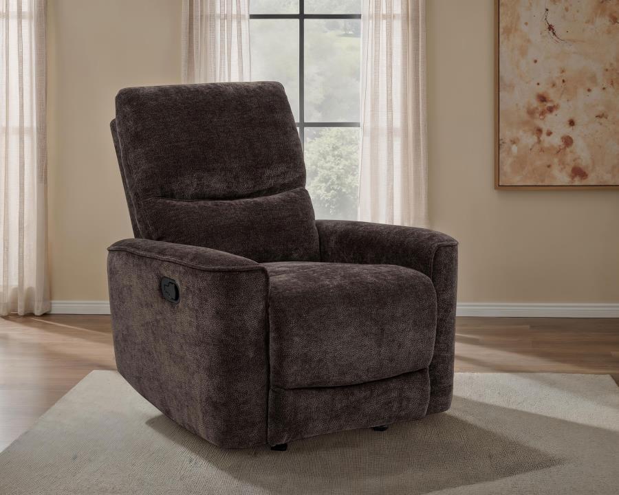 Navarro Chenille Upholstered Glider Recliner Dark Brown-2