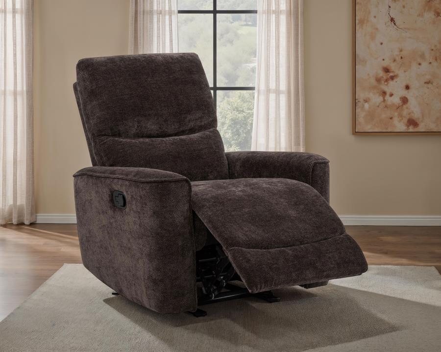Navarro Chenille Upholstered Glider Recliner Dark Brown-3
