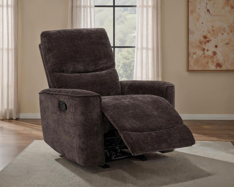 Navarro Chenille Upholstered Glider Recliner Dark Brown-zoom-