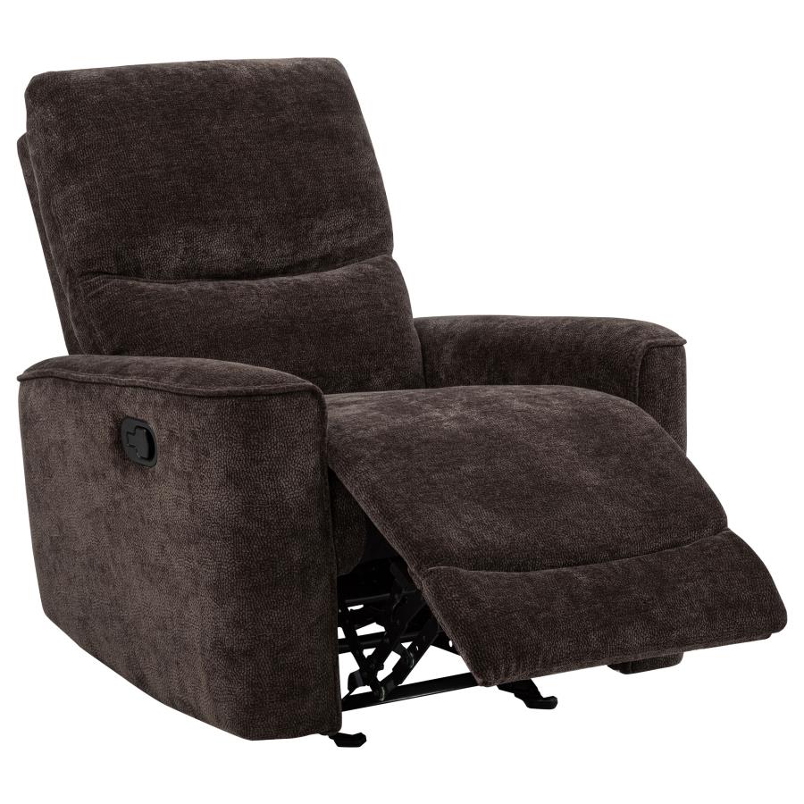 Navarro Chenille Upholstered Glider Recliner Dark Brown-1