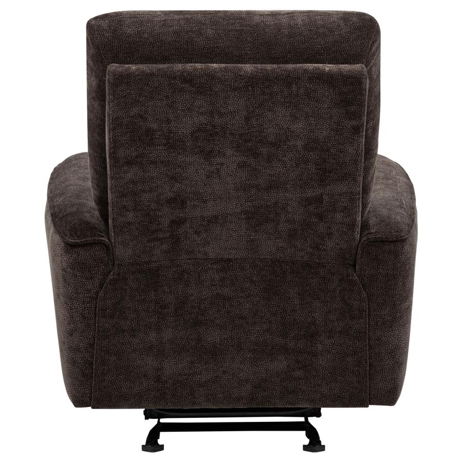 Navarro Chenille Upholstered Glider Recliner Dark Brown-8