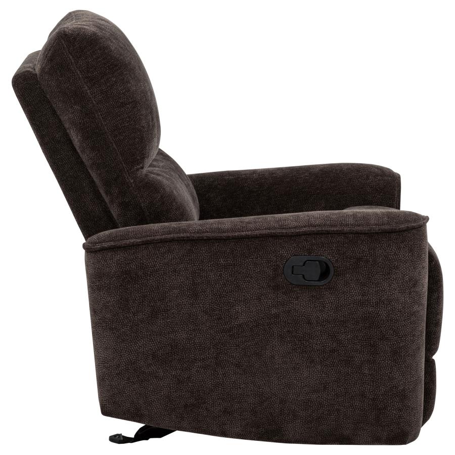 Navarro Chenille Upholstered Glider Recliner Dark Brown-9
