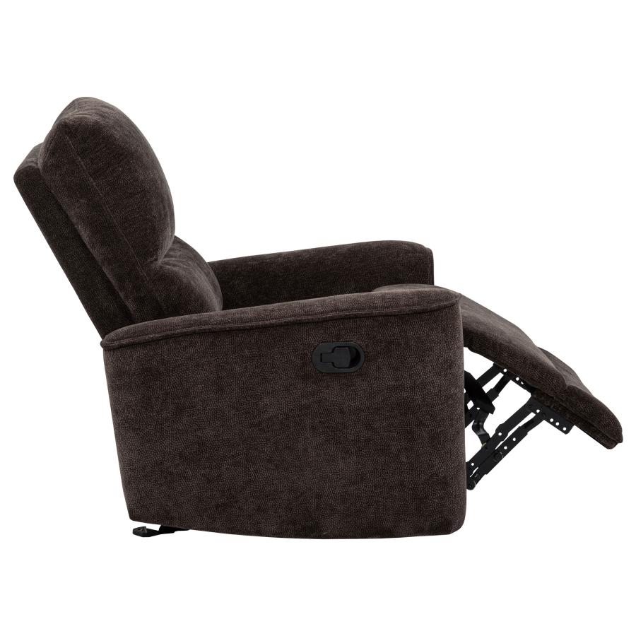 Navarro Chenille Upholstered Glider Recliner Dark Brown-10