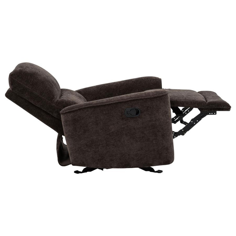 Navarro Chenille Upholstered Glider Recliner Dark Brown-zoom-