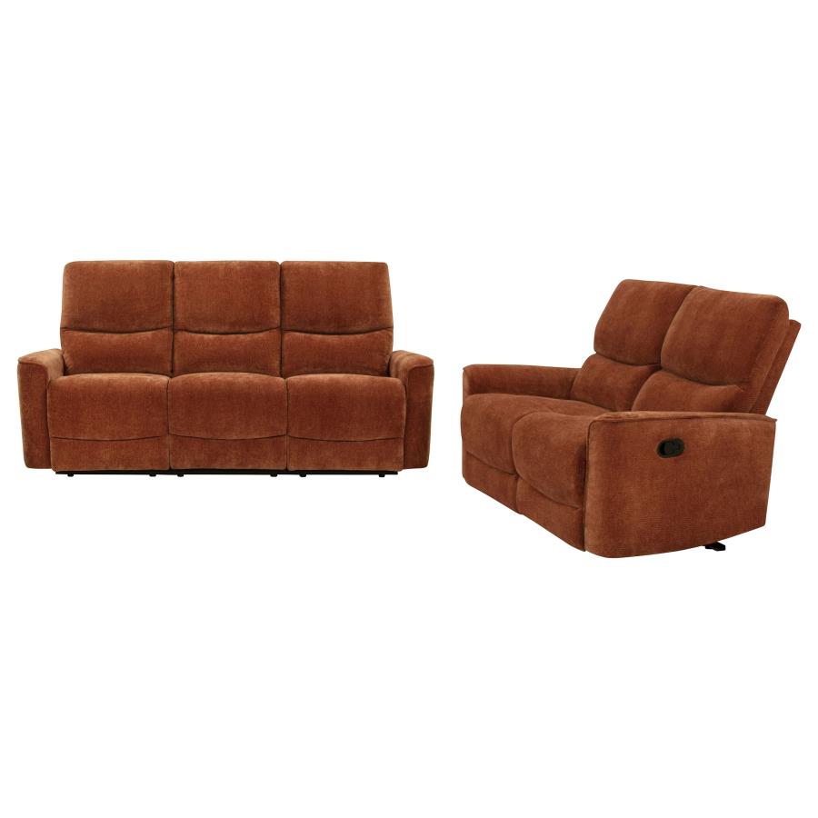 Navarro 2-piece Upholstered Reclining Sofa Set Orange-4
