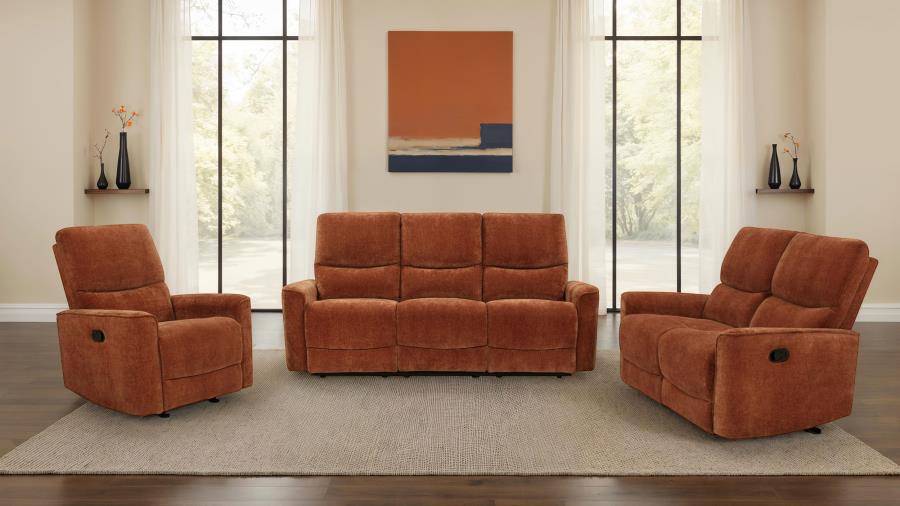 Navarro 3-piece Upholstered Reclining Sofa Set Orange-zoom-2