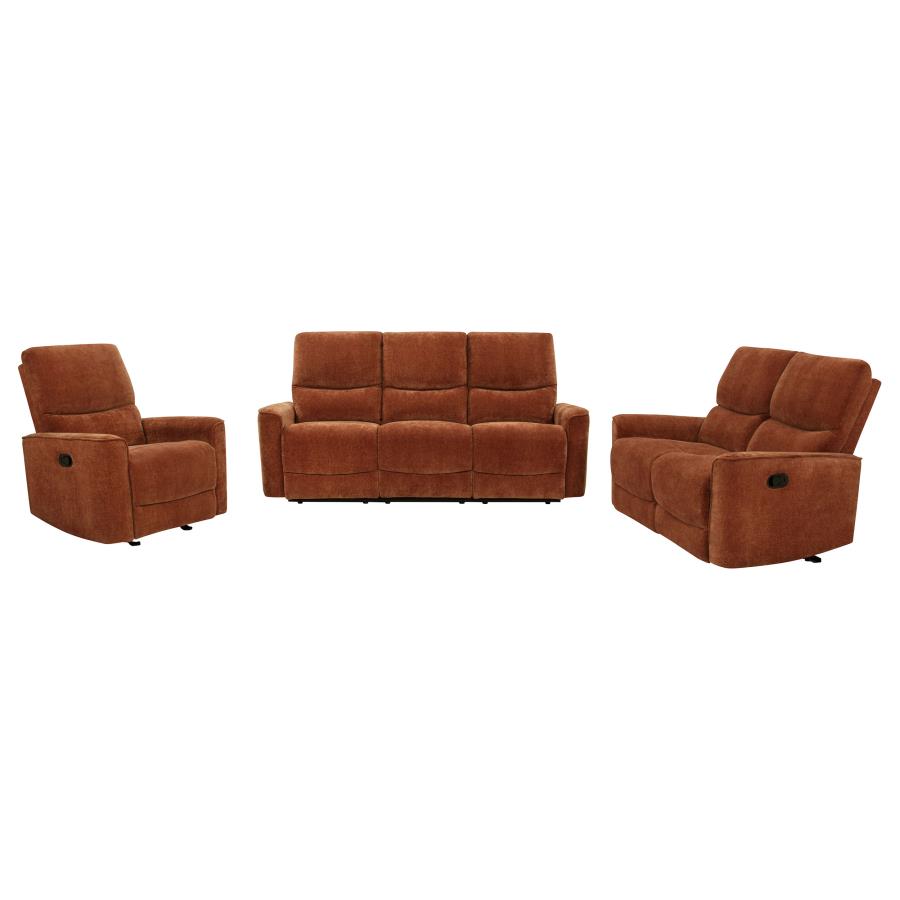 Navarro 3-piece Upholstered Reclining Sofa Set Orange-zoom-3