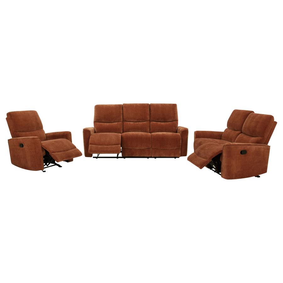 Navarro 3-piece Upholstered Reclining Sofa Set Orange-zoom-4
