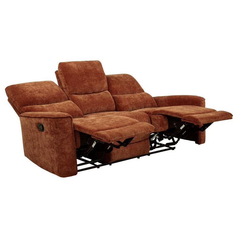 Navarro Chenille Upholstered Reclining Sofa Burnt Orange-zoom-