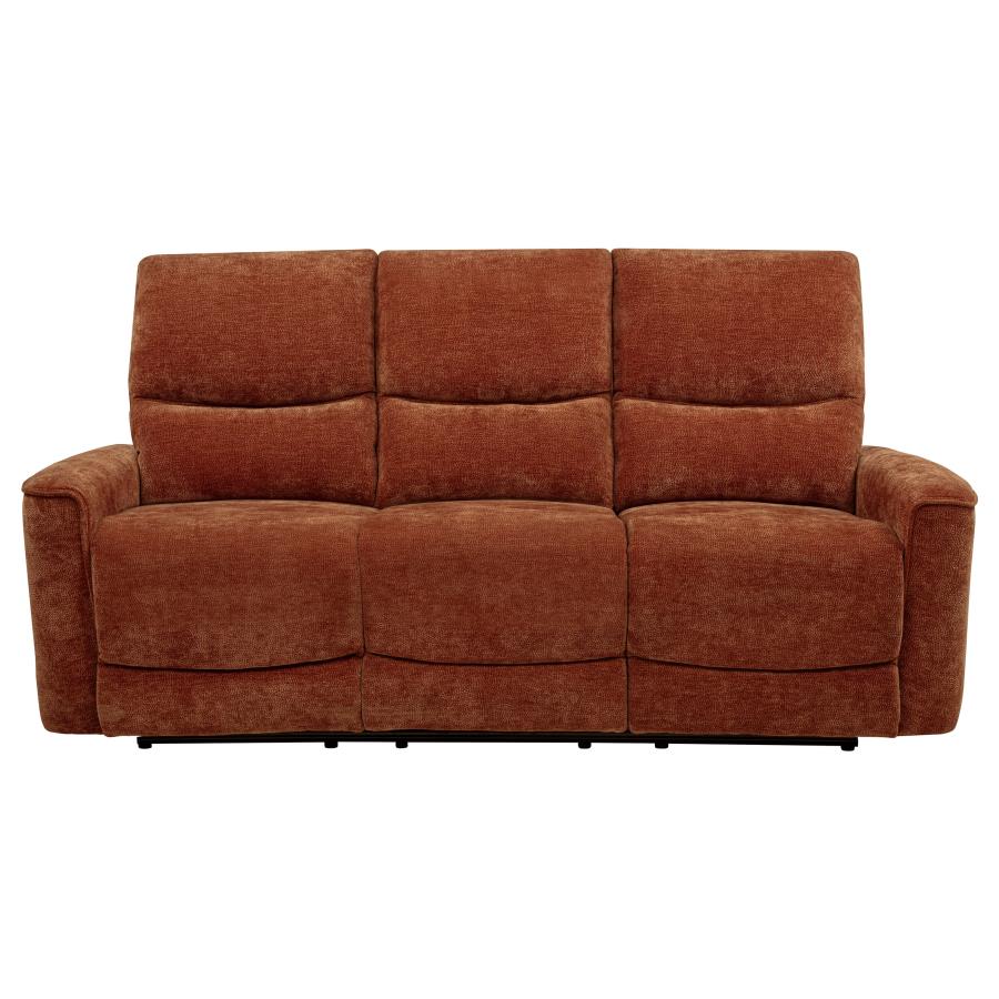 Navarro Chenille Upholstered Reclining Sofa Burnt Orange-zoom-5
