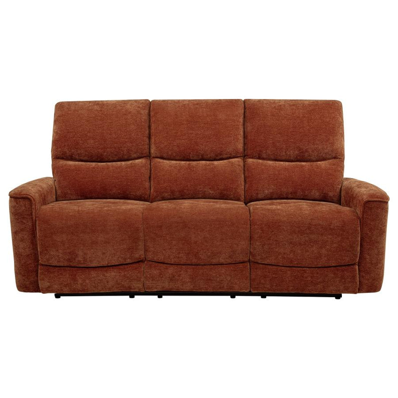Navarro Chenille Upholstered Reclining Sofa Burnt Orange-zoom-