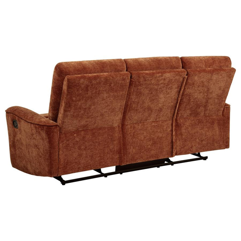 Navarro Chenille Upholstered Reclining Sofa Burnt Orange-zoom-