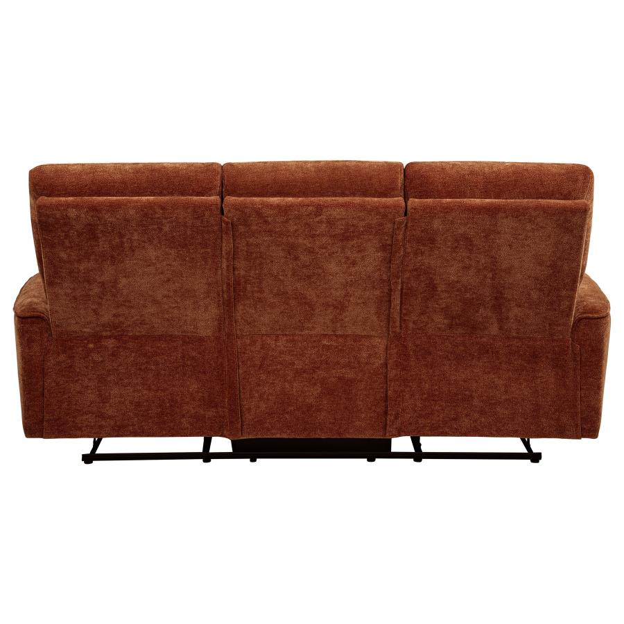 Navarro Chenille Upholstered Reclining Sofa Burnt Orange-7