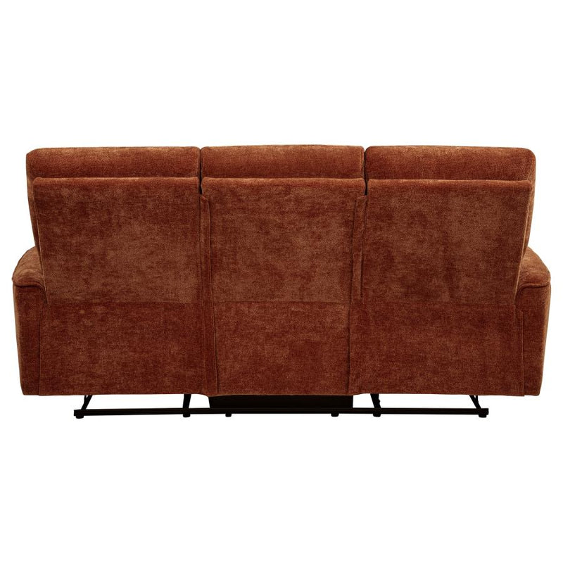 Navarro Chenille Upholstered Reclining Sofa Burnt Orange-zoom-