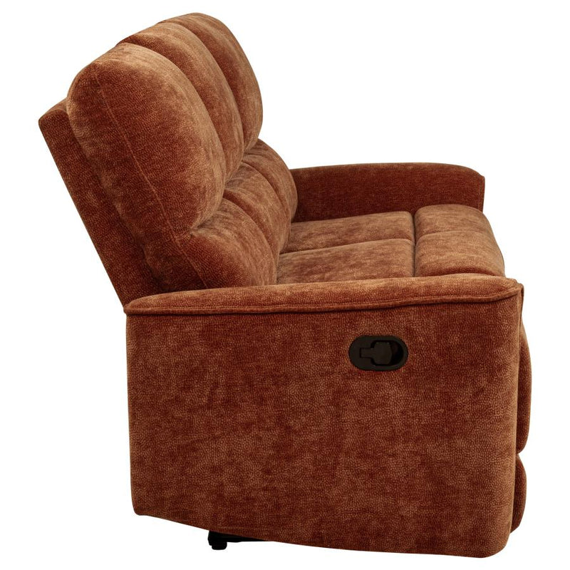 Navarro Chenille Upholstered Reclining Sofa Burnt Orange-zoom-