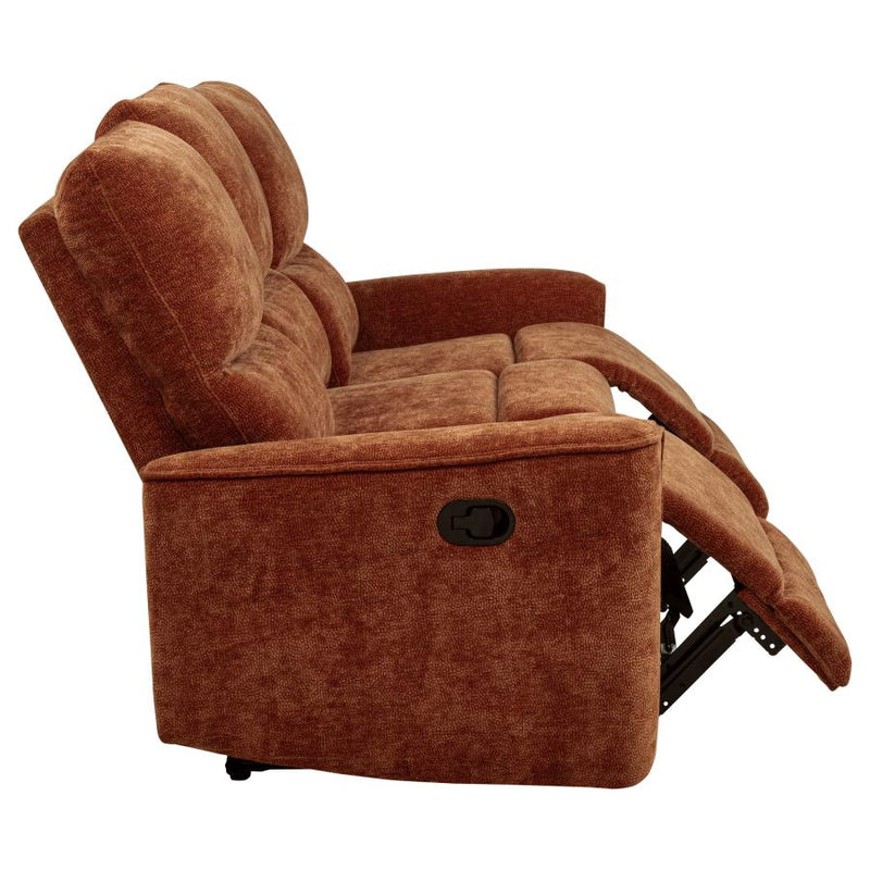 Navarro Chenille Upholstered Reclining Sofa Burnt Orange-zoom-