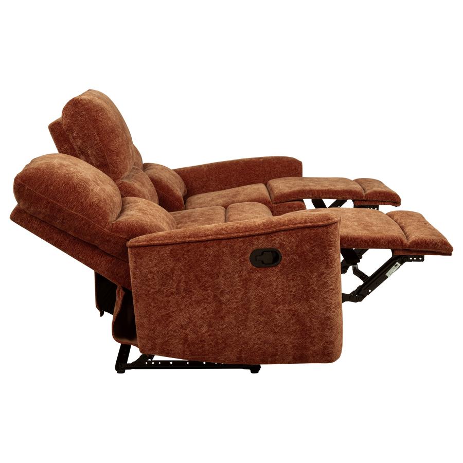 Navarro Chenille Upholstered Reclining Sofa Burnt Orange-zoom-10