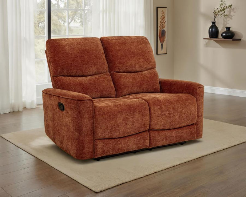Navarro Chenille Upholstered Reclining Loveseat Burnt Orange-zoom-