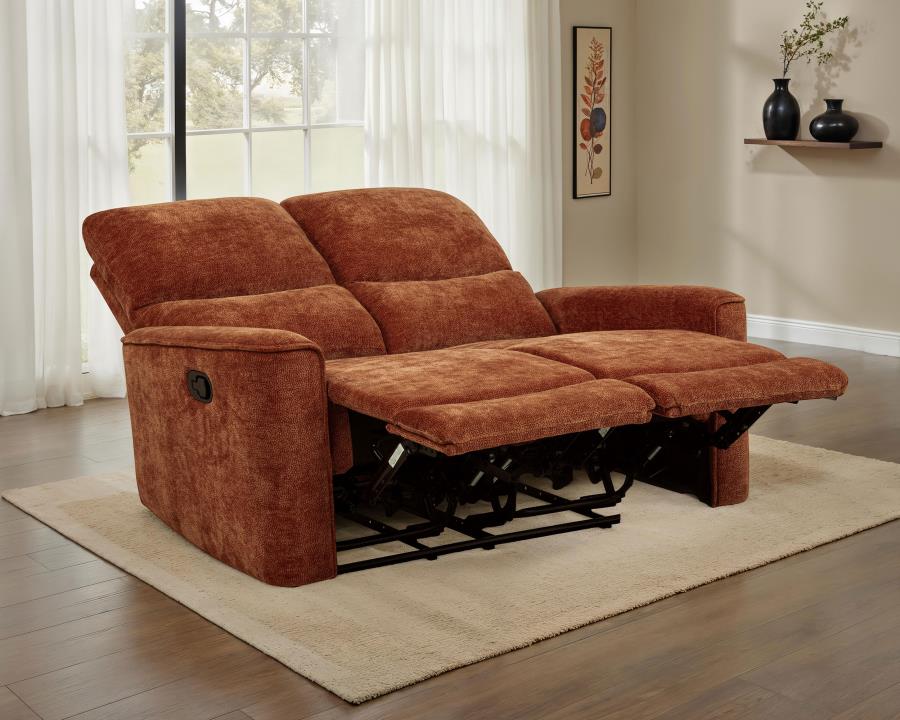 Navarro Chenille Upholstered Reclining Loveseat Burnt Orange-zoom-3