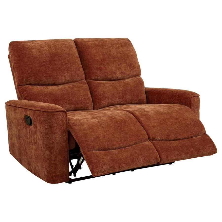 Navarro Chenille Upholstered Reclining Loveseat Burnt Orange-1