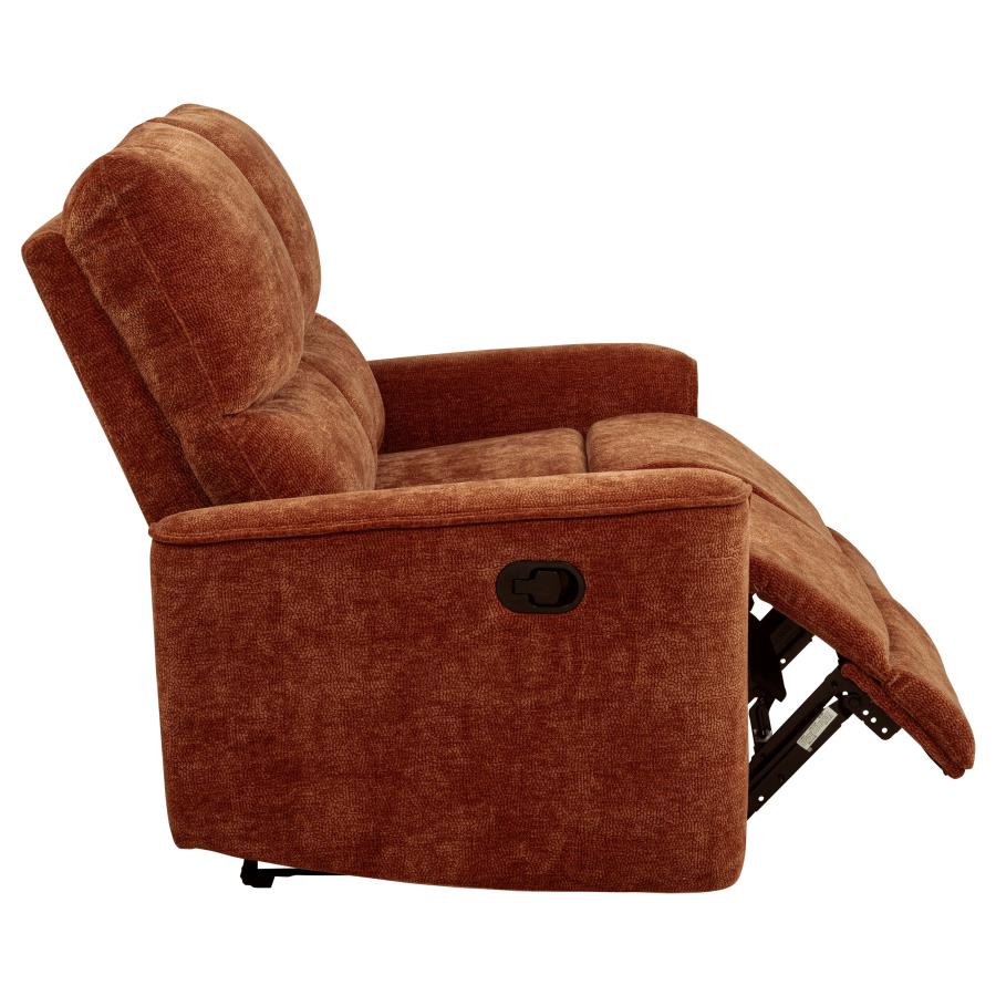 Navarro Chenille Upholstered Reclining Loveseat Burnt Orange-10
