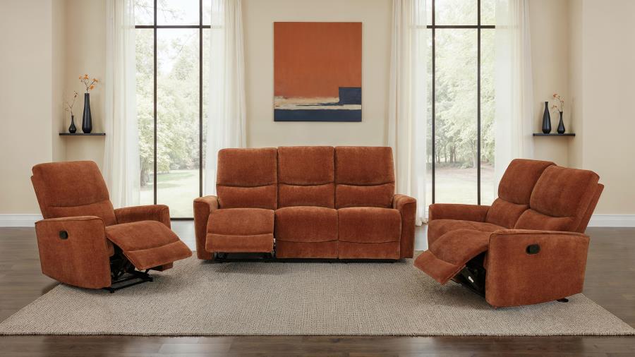 Navarro Chenille Upholstered Reclining Loveseat Burnt Orange-zoom-16