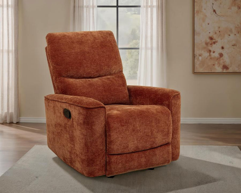 Navarro Chenille Upholstered Glider Recliner Burnt Orange-zoom-